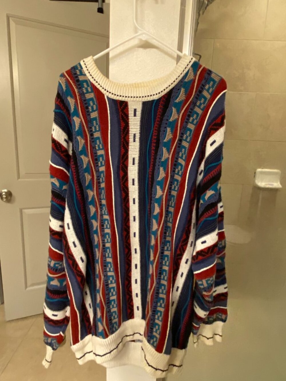 Vintage 90s Men's Coogi Style Cotton Traders Multicolor 3D Sweater Size XL
